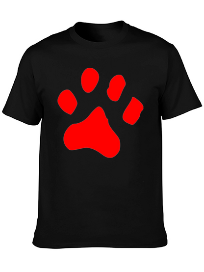 Black T-Shirt with Red Paw Print Design
