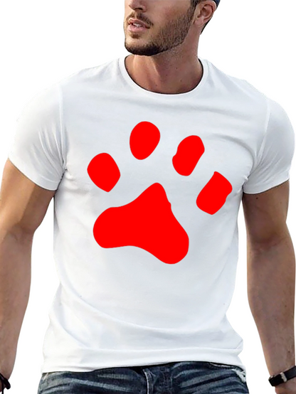 Black T-Shirt with Red Paw Print Design