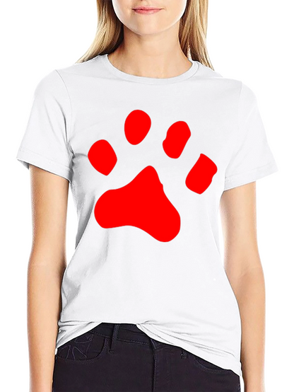 Black T-Shirt with Red Paw Print Design