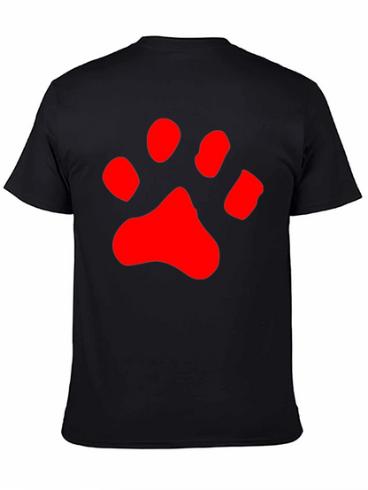 Black T-Shirt with Red Paw Print Design