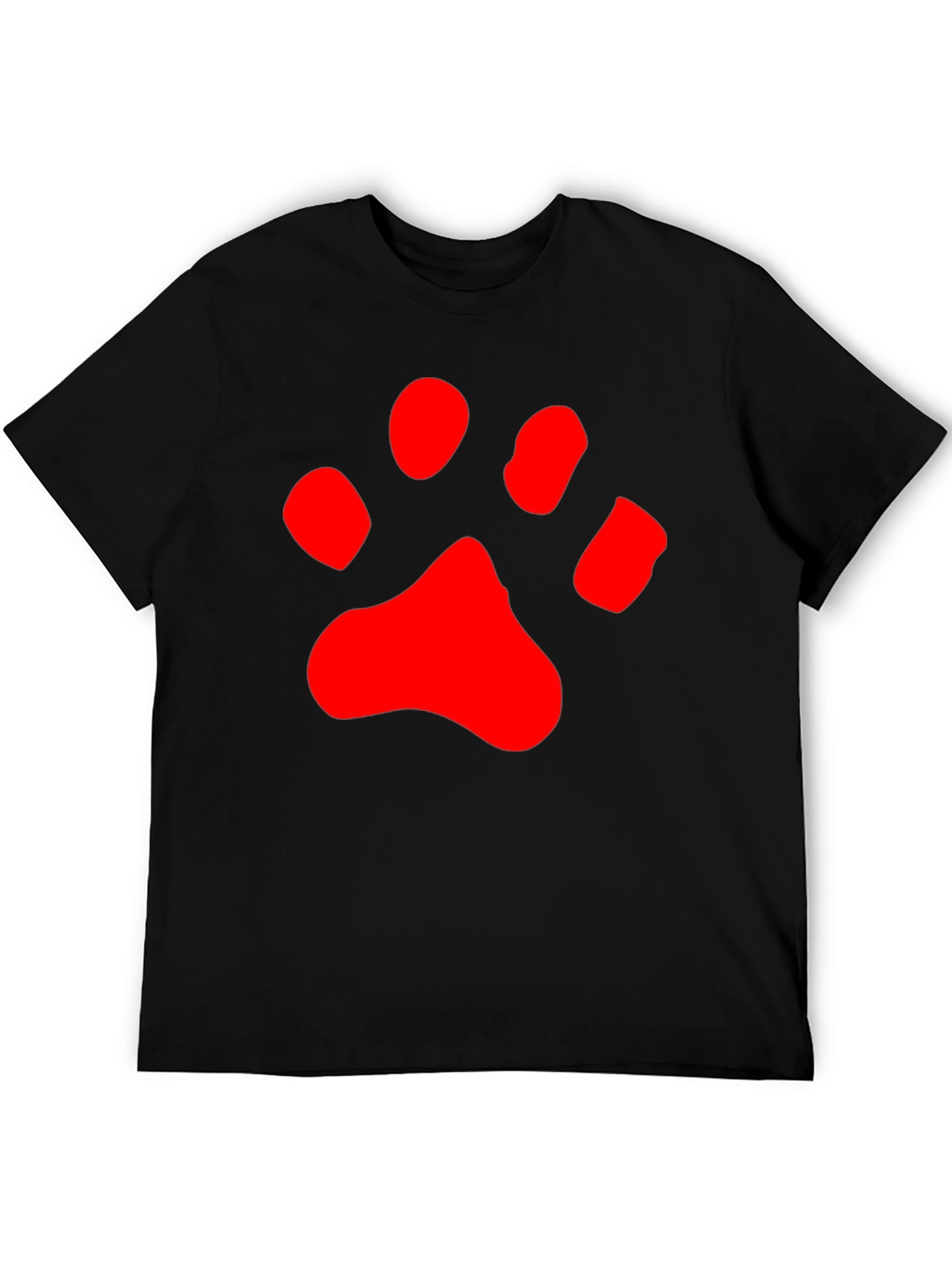 Black T-Shirt with Red Paw Print Design