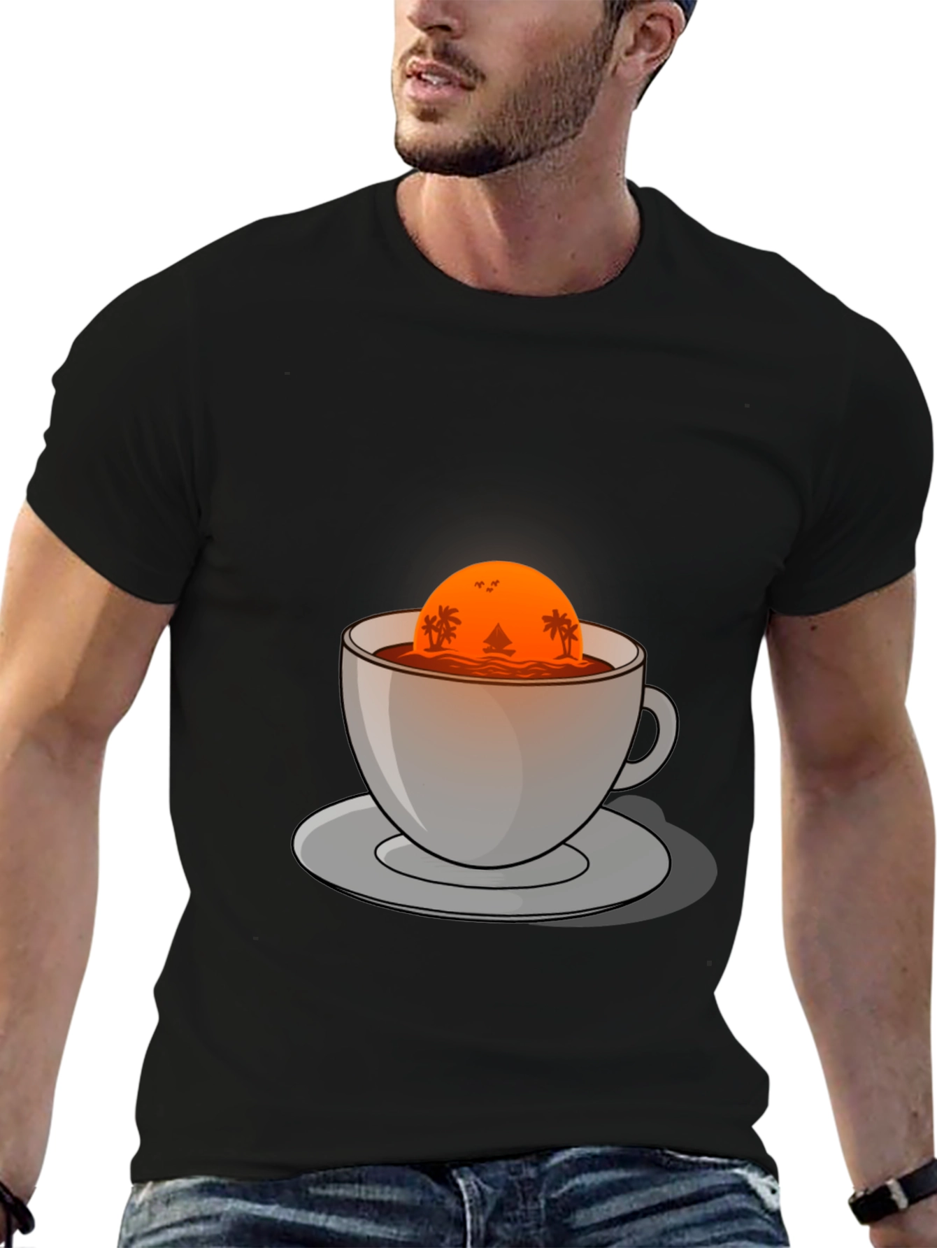 Sunset Coffee Graphic Tee - Island Vibes