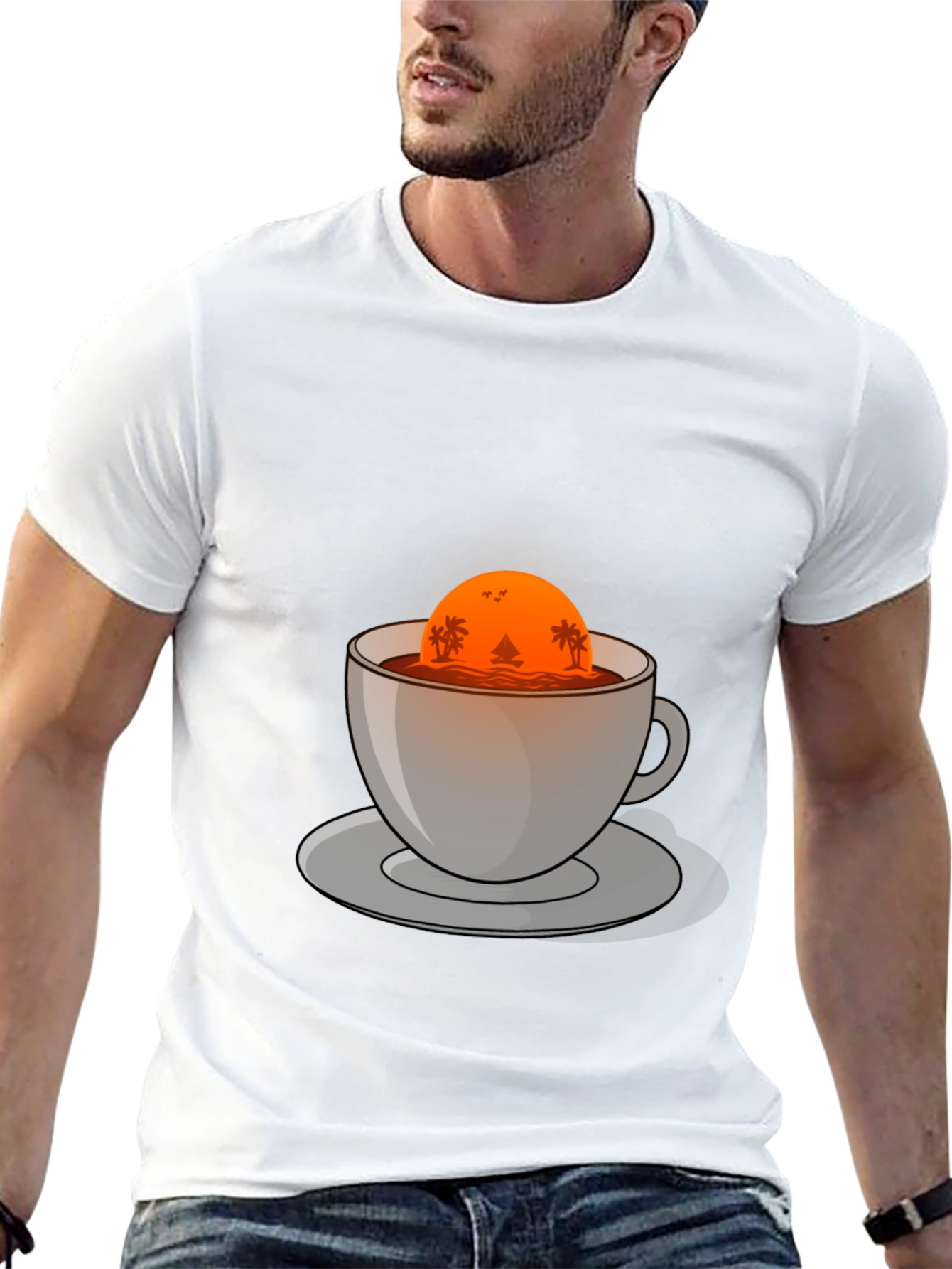 Sunset Coffee Graphic Tee - Island Vibes