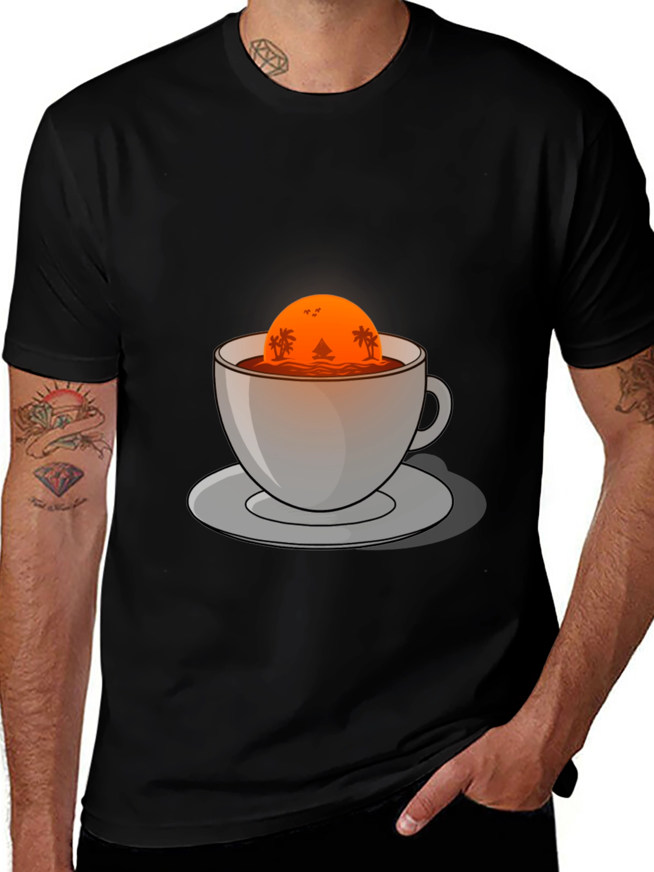 Sunset Coffee Graphic Tee - Island Vibes