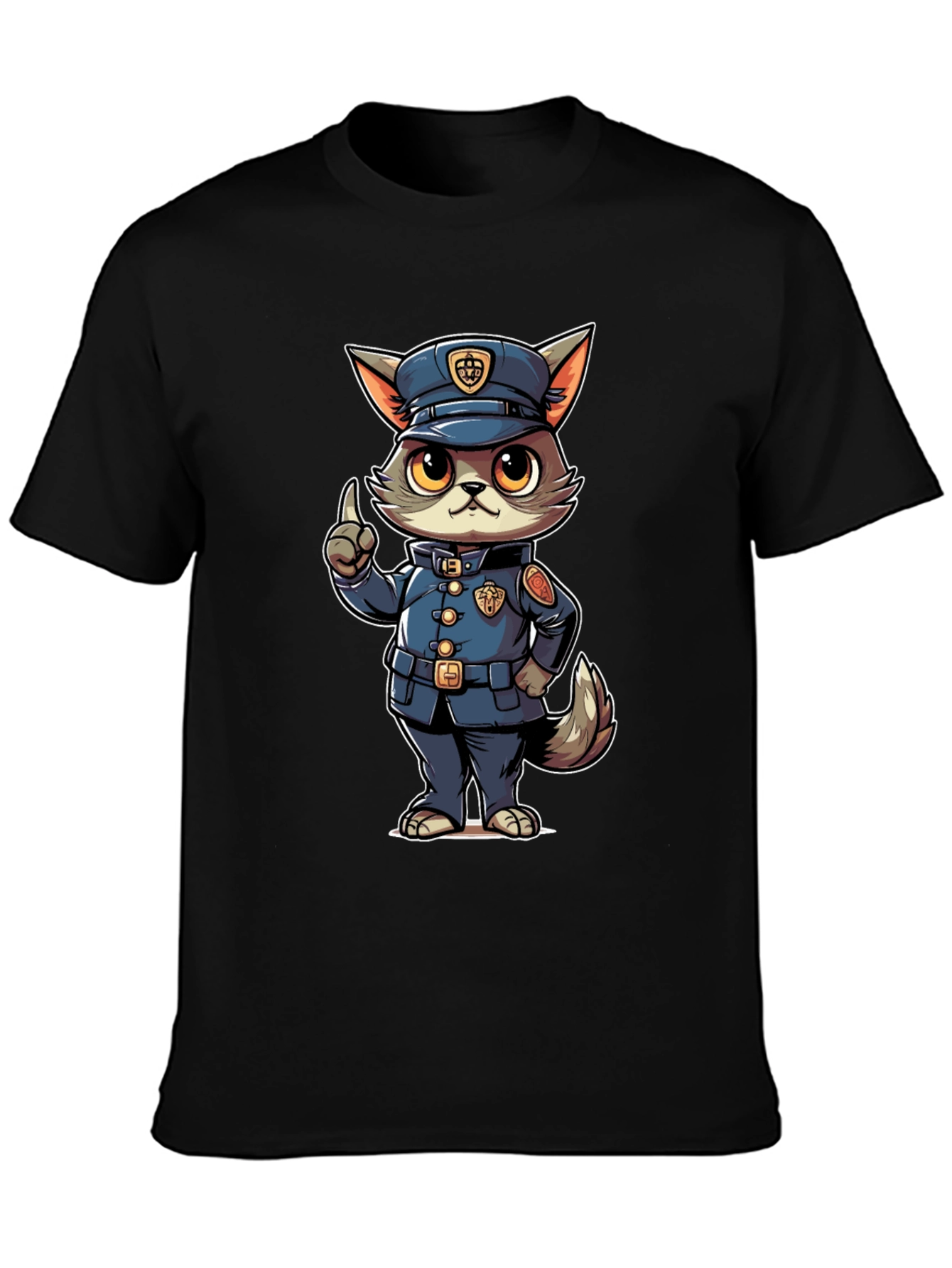 Cartoon Police Cat T-Shirt
