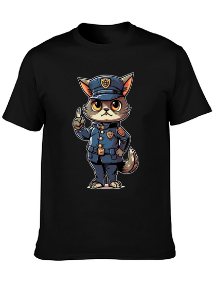 Cartoon Police Cat T-Shirt