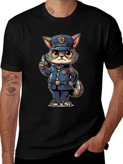 Cartoon Police Cat T-Shirt