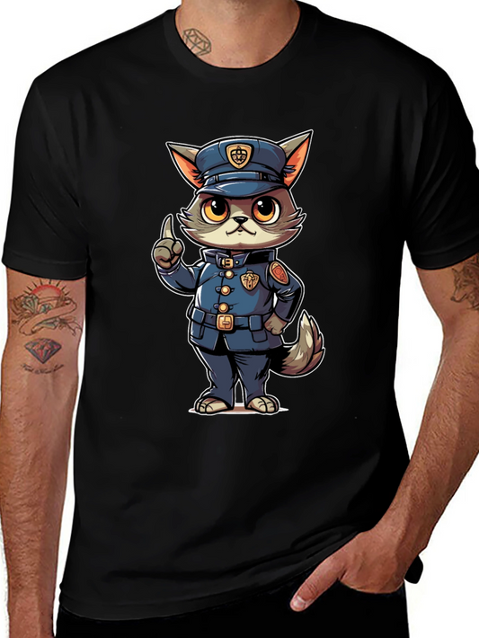 Cartoon Police Cat T-Shirt