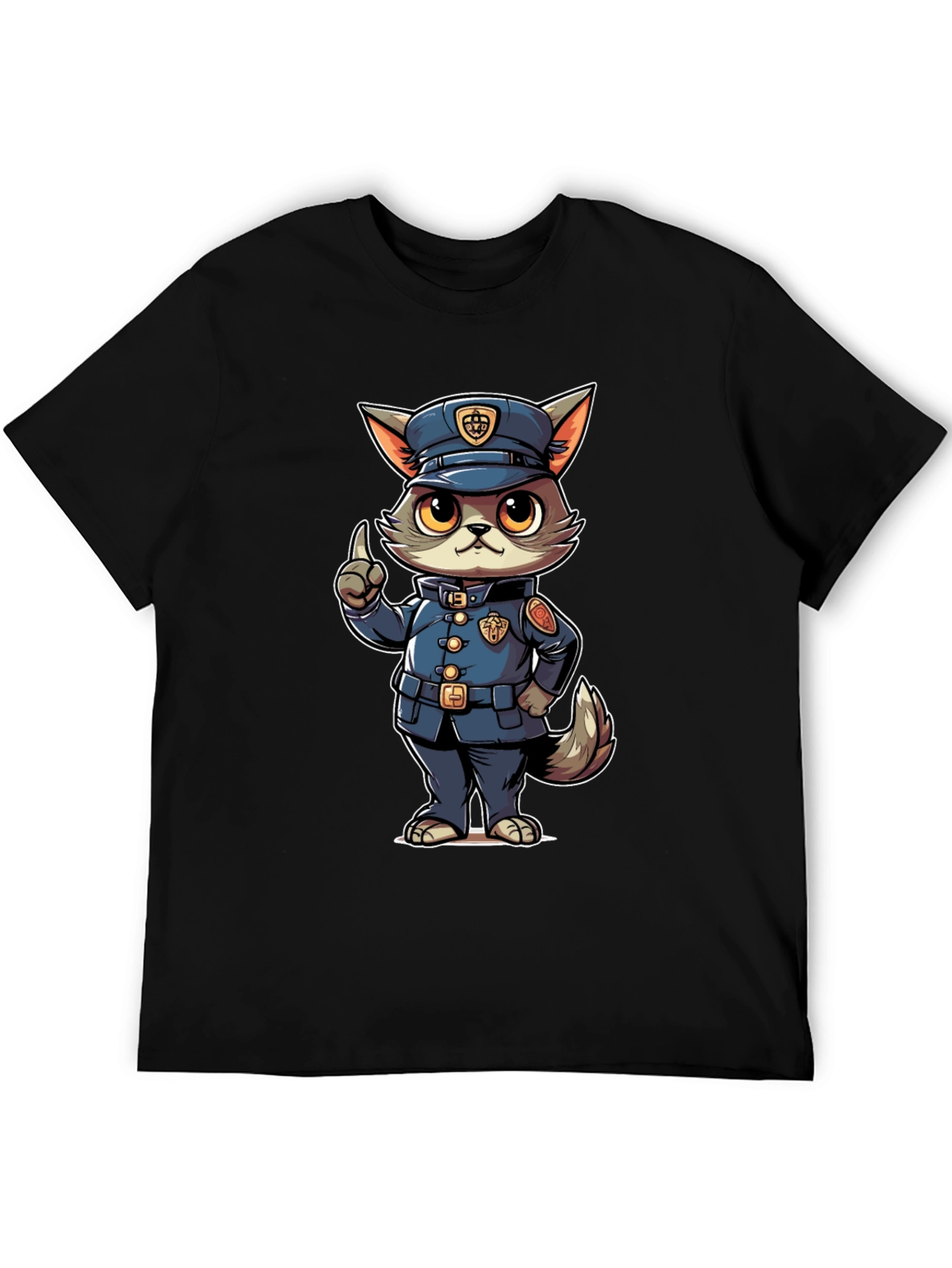 Cartoon Police Cat T-Shirt