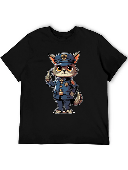 Cartoon Police Cat T-Shirt