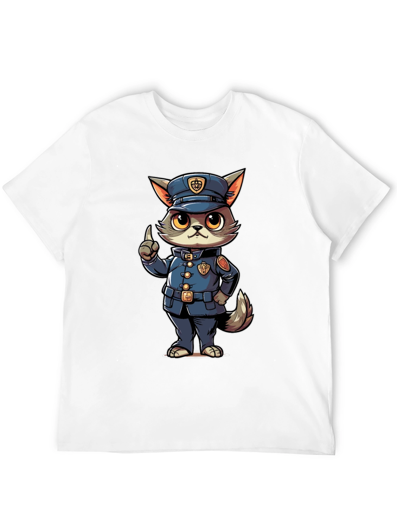 Cartoon Police Cat T-Shirt