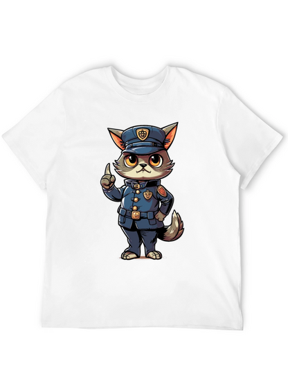 Cartoon Police Cat T-Shirt