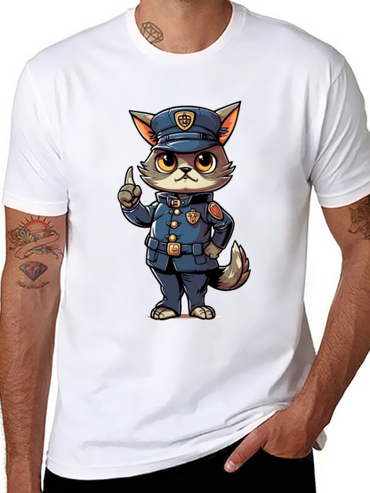 Cartoon Police Cat T-Shirt
