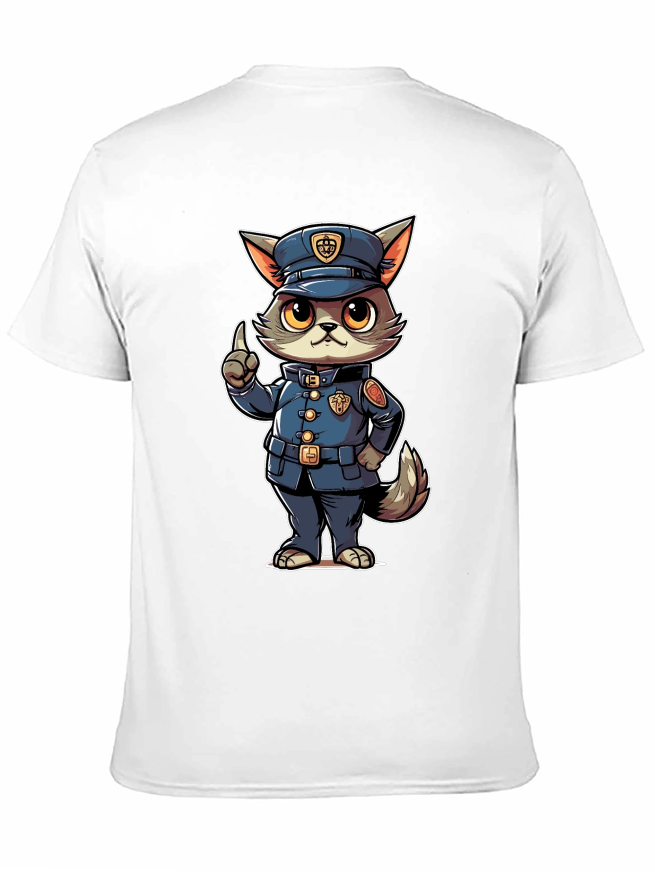 Cartoon Police Cat T-Shirt