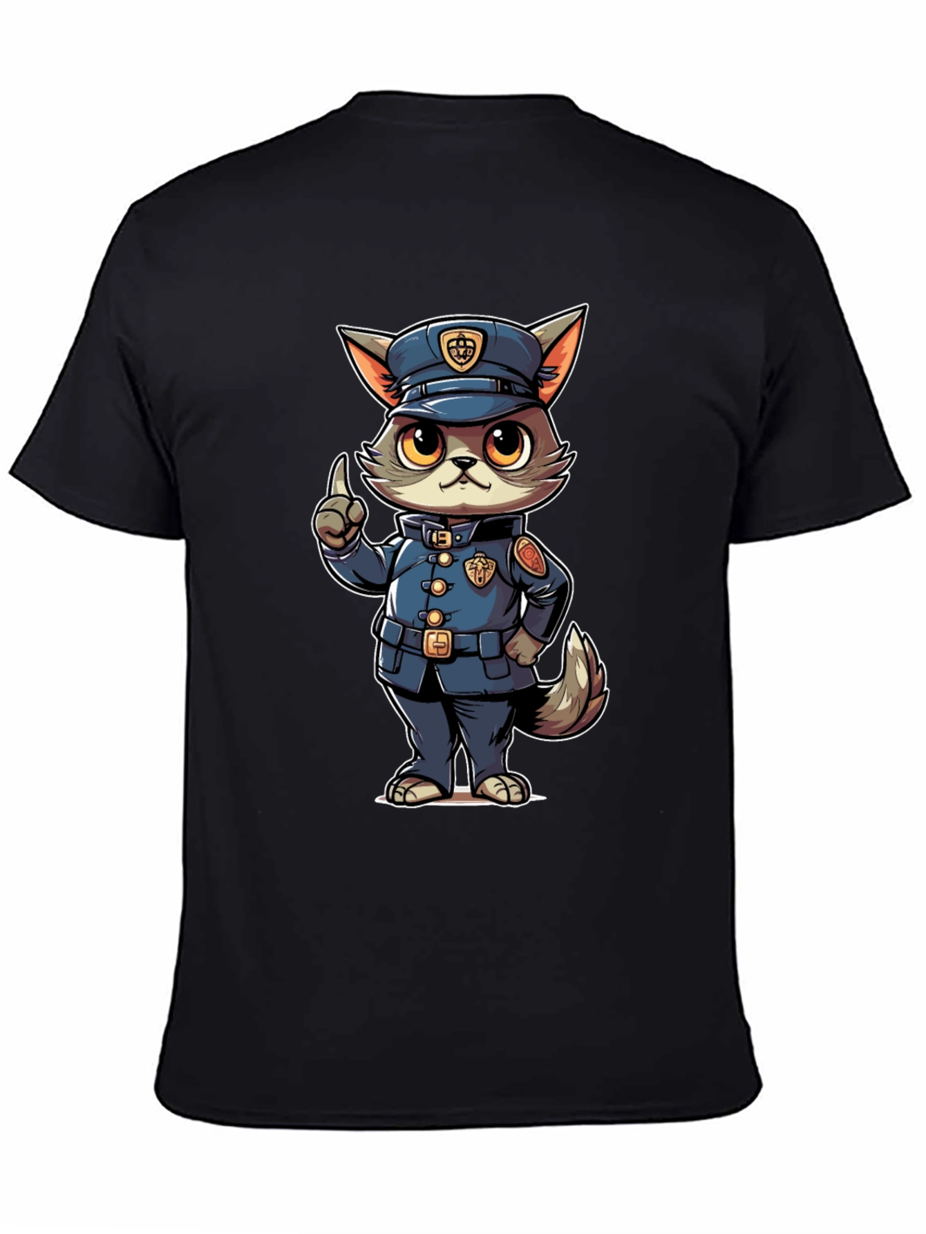 Cartoon Police Cat T-Shirt