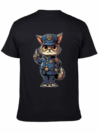 Cartoon Police Cat T-Shirt