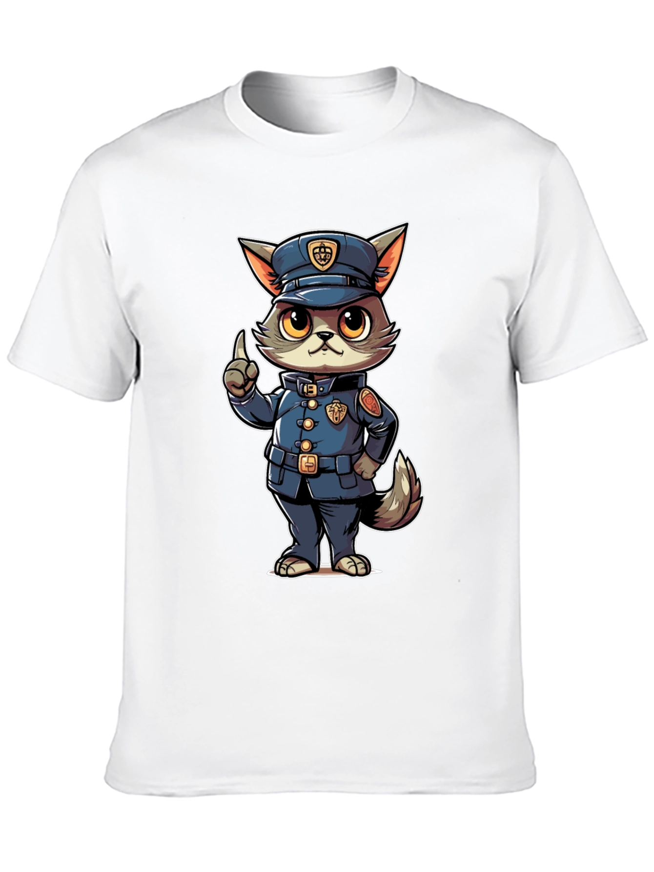 Cartoon Police Cat T-Shirt