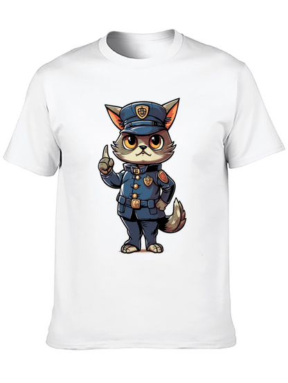 Cartoon Police Cat T-Shirt
