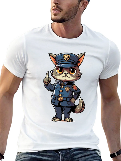 Cartoon Police Cat T-Shirt