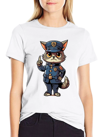 Cartoon Police Cat T-Shirt