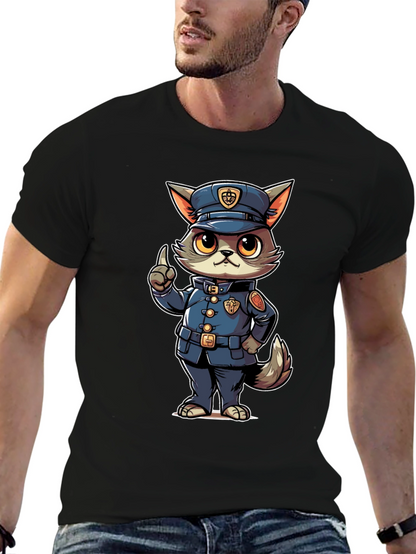Cartoon Police Cat T-Shirt