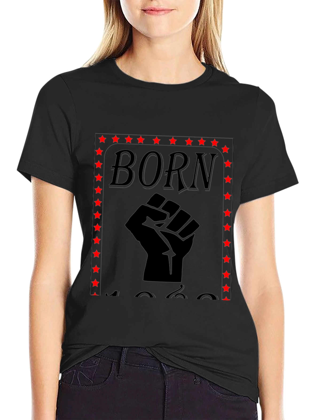 Born Black Fist Star Graphic Tee