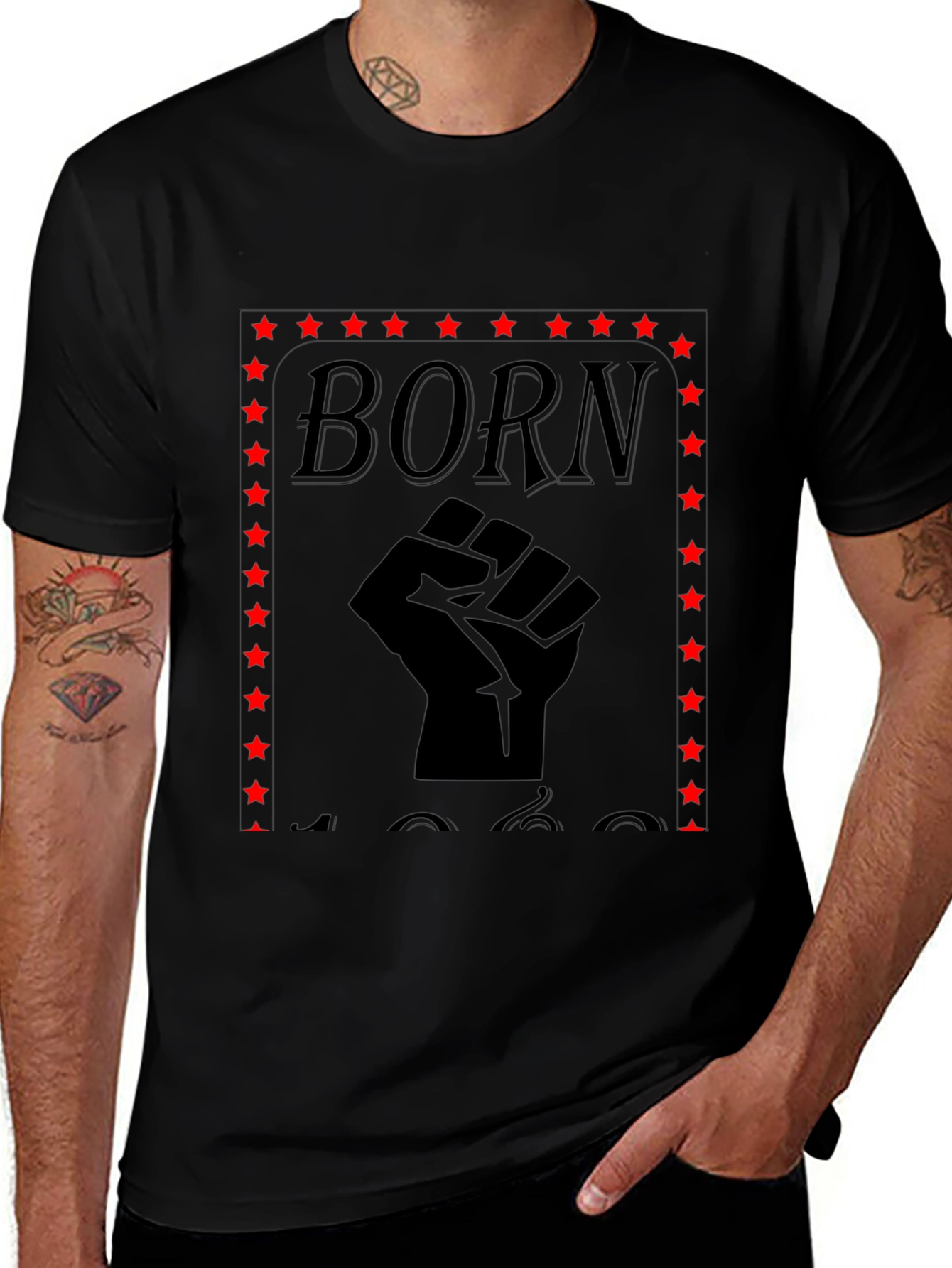 Born Black Fist Star Graphic Tee