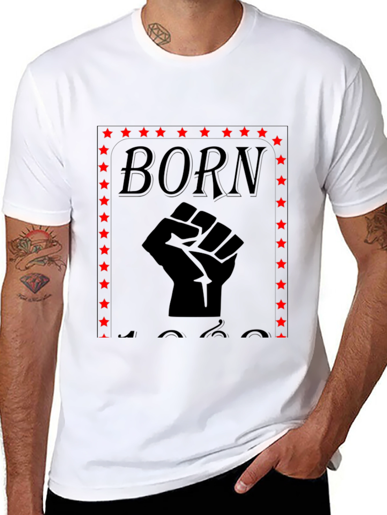 Born Black Fist Star Graphic Tee